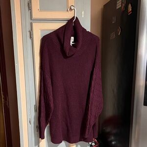 Women's Burgundy Turtleneck Sweater